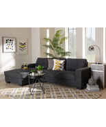 Dalinda Dark Gray Fabric Upholstered Sectional Sofa w/Left Facing Chaise - $20,509.58 MXN