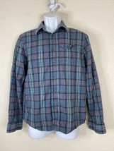 Element Men Size S Gray Plaid Knit Button Up Shirt Long Sleeve Woven - $7.75
