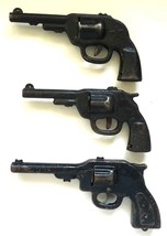 3 pressed steel vintage toy gun pistols black star  - £20.45 GBP