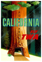 TWA Airlines California Vintage 13 x 10 inch  Giclee CANVAS Poster Print - £14.99 GBP