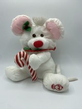 Fisher Price White CHRISTMAS MOUSE Puffalumps Plush Toy Doll #8036 Vintage 1987  - £10.50 GBP
