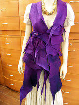 FELTED WOOL PURPLE VEST European Unique Long Artsy Vest Holiday Gift For... - £149.16 GBP