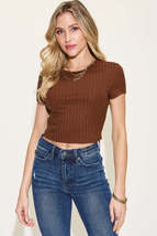 Basic Bae Full Size Ribbed Round Neck Short Sleeve T-Shirt - $25.00