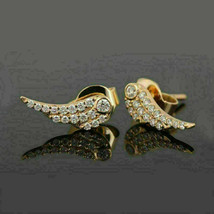 0.85Ct Round Cut VVS1 Diamond Angel Wing Stud Earrings 14k Yellow Gold Finish - £96.40 GBP