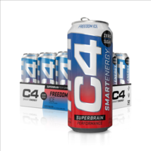 C4 Smart Energy Superbrain Performance Fuel 16 ounce cans Freedom Ice, 12 Cans - £31.47 GBP