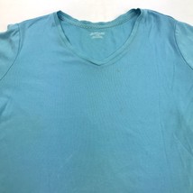 St Johns Bay Womens Blue Short Sleeve V-Neck Shirt Top 2X - £11.79 GBP