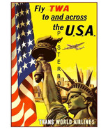 TWA (Howard Hughes  Airways) Vintage USA Statue of Liberty Canvas Advert... - £15.40 GBP