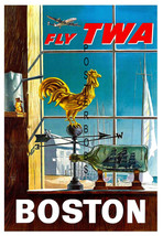 TWA Airlines 17 x 22 inch Vintage Boston Advertising Canvas Giclee Print - £44.12 GBP