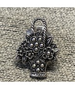 Avon Silver Tone Spring Flower Floral Basket Lapel Post Pin Fashion Jewe... - $14.84
