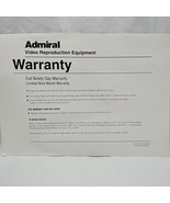 Admiral Video Reproduction Equipment Warranty Sheet - £7.80 GBP