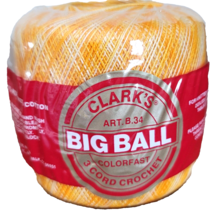 Clarks Big Ball Crochet Thread 250 Yards Shaded Yellows #19 Size 30 - £3.14 GBP
