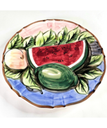 Vintage Round Serving Platter Made in Japan Serving Plate 12.5&quot; Fruit Motif - £47.51 GBP