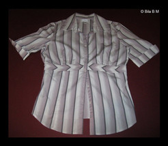 ANN TAYLOR LOFT 100% Cotton Short Sleeve Blouse - Size 8 - FREE SHIPPING - £11.98 GBP