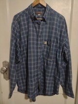 Pepe Jeans London (UK) Mens Button Blue White Stripe Plaid Shirt Size L Bin JJ - $14.97