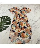 Roxy Womens Floral Midi Dress Size M Orange Blue Tropical Sheath Cover Up - $39.25 CAD