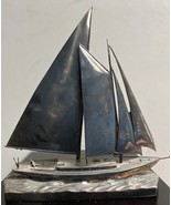 Mid Century Modern Silver Plated Scale Modle Sailboat Art Sculpture - $231.87 CAD