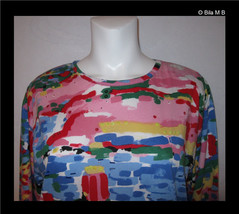 Carole Little Sport Vintage Colorful Long Sleeve Tunic Top Size Small To Medium  - £15.72 GBP
