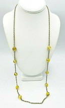 J Crew Gold Tone Golden Yellow Crystal Bezel Station Necklace - $21.78