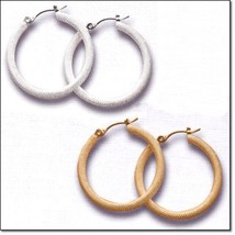 Timeless Texture Hoop Earrings (Gold tone) - Snap Closure, No Stone - $22.98