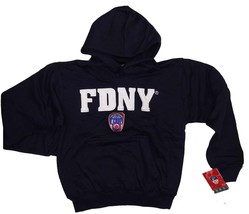 Junior Firefighter Style: Official FDNY Kids&#39; Navy Hoodie (Embroidered) - £23.52 GBP