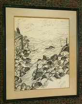 1961 Rare, original, &amp; signed Doris Gerofsky landscape sketch pen &amp; ink ... - $2,951.99