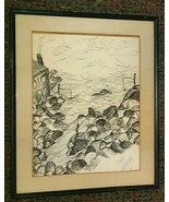 1961 Rare, original, &amp; signed Doris Gerofsky landscape sketch pen &amp; ink ... - €2.545,25 EUR