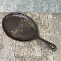 Vintage Unbranded Cast Iron Oval Cooking Skillet Griddle Fajita Frying Pan - £8.95 GBP