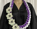 Graduation Money Lei Flower Bills Purple &amp; White Four Braided Ribbons 2024 - £54.37 GBP