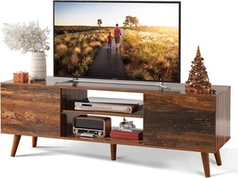 Wlive Retro Brown, Ppts025 Mid-Century Modern Tv Stand For 55-Inch Tv, M... - $129.97