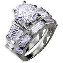Diamond Alternatives Wedding Engagement Promise Ring 14k White Gold over... - £36.52 GBP