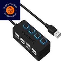 Sabrent 4 Port Usb 2.0 Data Hub With Individual Led Lit USB-A 4-Port, Black - £15.55 GBP