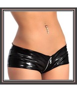 Faux PU Leather Bikini Panties - Zipper Front to Back - Open Fly w/ Belt... - £39.50 GBP