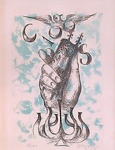 1971 Original Hand signed &amp; Numbered 36/120  Chaim Gross Judaica art litho print - £306.87 GBP