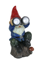 Forest Bird Watcher Garden Gnome Solar Eyes Solar LED Accent Light Sculpture - £42.84 GBP+
