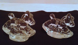 1970&#39;s Pressed Glass Crystal Rocking Horse Candle Holder Vintage  - £5.54 GBP