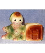 Vintage American Bisque Boy Yarn Rag Doll Pottery Planter - £9.68 GBP