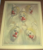 1976 Barry Leighton Jones 5 Circus Clown Faces Print - £303.61 GBP