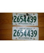 Vintage ILLINOIS 1956 Green on White Land of Lincoln 2 License Plates  #... - $206.35 MXN