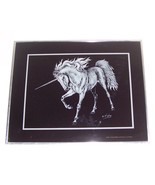 1979 H. W. HOAG &quot;UNICORN&quot; SKETCHED GLASS FRAMED ART - $289.14