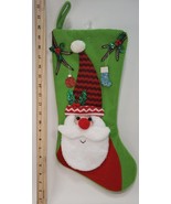 Holiday Time 3D Santa on Green Christmas Stocking 18&quot; - $23.60 CAD