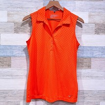 Nike Golf Tour Performance Mesh Sleeveless Polo Orange Polka Dot Womens Small - $34.64