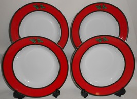 Set (4) Ikea Christmas - Holiday Soup Bowls - Mistletoe Pattern Made In Portugal - £31.02 GBP