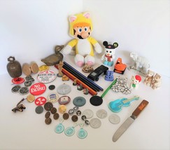 Vintage junk drawer lot- tokens, buttons, figurines, Nintendo, Disney, f... - $29.99