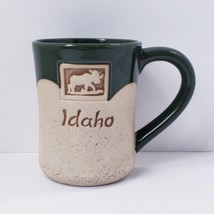Idaho Embossed Green &amp; Cream Souvenir 12 oz. Stoneware Coffee Mug Cup - £11.35 GBP