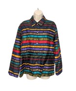 Chico&#39;s Design Button Down Blouse Top Medium Silk Multicolored Striped - $24.80