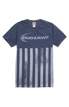Junk Food Bud Light Blue Crew T-Shirt Men&#39;s Guys Grey Tee New $28 - £13.36 GBP