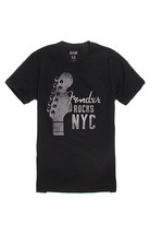 MEN&#39;S GUYS TAILGATE CLOTHIG CO FENDER GUITAR NYC TAIL TEE T SHIRT BLACK NEW - £14.15 GBP