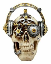 Steampunk Cyborg R&amp;B Funk Music Fanatic With Headphone Skull Figurine 5.75&quot;L - £19.47 GBP