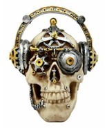 Steampunk Cyborg R&B Funk Music Fanatic With Headphone Skull Figurine 5.75"L - $23.99