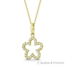 Round-Point Star Celestial Charm CZ Crystal Necklace Pendant in 14k Yellow Gold - £52.01 GBP+